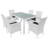 Set de comedor de jardín 7 piezas ratán sintético blanco