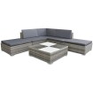 Set de muebles de jardín 6 pzas y cojines ratán sintético gris