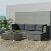 Set de muebles de jardín 5 pzas y cojines ratán sintético gris