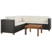 Set muebles de jardín 4 piezas y cojines ratán sintético marrón