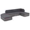 Set de muebles de jardín 6 pzas y cojines ratán sintético gris