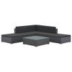 Set muebles de jardín 6 piezas y cojines ratán sintético negro