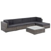 Set de muebles de jardín 6 pzas y cojines ratán sintético gris