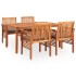 Set comedor de jardín 5 pzas y cojines madera maciza de