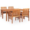 Set comedor de jardín 5 pzas y cojines madera maciza de acacia