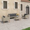 Set de muebles de jardín 4 pzas y cojines ratán sintético beige