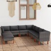 Set de muebles de jardín 9 pzas y cojines ratán sintético gris