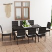 Conjunto de comedor de jardín 9 piezas ratán sintético negro