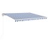 Toldo automático retráctil azul y blanco 450x350