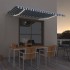 Toldo automático LED sensor de viento azul y blanco 400x350