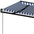 Toldo automático retráctil azul y blanco 500x350