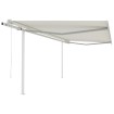 Toldo retráctil automático con postes crema 4,5x3,5 m