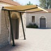 Toldo automático retráctil con postes amarillo blanco 3,5x2,5 m