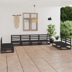 Juego de muebles de jardín 8 piezas negro madera maciza de pino