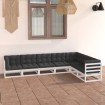 Set muebles jardín 7 pzas con cojines madera maciza pino blanco