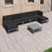 Set de muebles de jardín 8 pzas con cojines madera pino gris