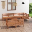 Juego muebles de jardín 8 pzas madera maciza pino marrón miel