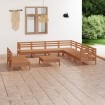 Juego muebles de jardín 10 pzas madera maciza pino marrón miel