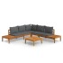 Set muebles de jardín 4 pzas cojines gris oscuro madera