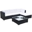 Set de muebles de jardín 5 pzas y cojines ratán sintético negro