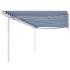 Toldo retráctil automático con postes azul y blanco 5x3,5