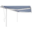 Toldo retráctil manual con luz LED azul y blanco 4x3 m