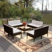 Set de muebles de jardín 9 pzas cojines ratán sintético negro