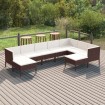 Set muebles de jardín 9 pzas y cojines ratán sintético marrón