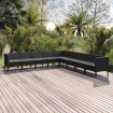 Set de muebles de jardín 9 pzas cojines ratán sintético negro