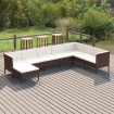 Set muebles de jardín 8 pzas y cojines ratán sintético marrón