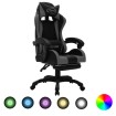 Silla gaming con luces LED RGB cuero sintético gris y negro