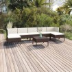 Set muebles de jardín 8 pzas y cojines ratán sintético marrón