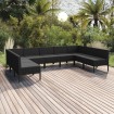 Set de muebles de jardín 9 pzas y cojines ratán sintético negro