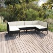 Set de muebles de jardín 6 pzas y cojines ratán sintético negro