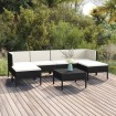 Set de muebles de jardín 7 pzas cojines ratán sintético negro