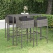 Set muebles de bar jardín 5 pzas y cojines ratán sintético gris