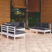 Juego de muebles de jardín 6 pzas y cojines madera maciza pino