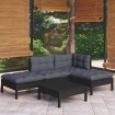 Muebles de jardín 5 pzas con cojines negro madera de pino