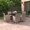 Set comedor de jardín 7 pzas y cojines ratán sintético y vidrio