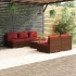 Set muebles de jardín 6 piezas y cojines ratán sintético