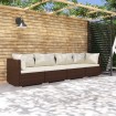 Set muebles de jardín 4 piezas y cojines ratán sintético marrón