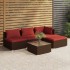 Set muebles de jardín 5 piezas y cojines ratán sintético