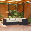 Set de muebles de jardín 4 pzas y cojines ratán sintético negro