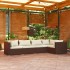 Set muebles de jardín 5 piezas y cojines ratán sintético