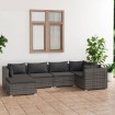 Set de muebles de jardín 6 pzas y cojines ratán sintético gris