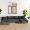 Set de muebles de jardín 6 pzas y cojines ratán sintético gris