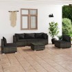 Set de muebles de jardín 6 pzas y cojines ratán sintético gris