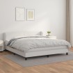 Cama box spring con colchón cuero sintético blanco 180x200 cm