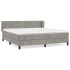 Cama box spring con colchón terciopelo gris claro 160x200