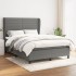 Cama box spring con colchón tela gris oscuro 140x190